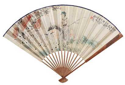 李芳园 朱士林 丁卯（1927年）作 人物 书法 成扇